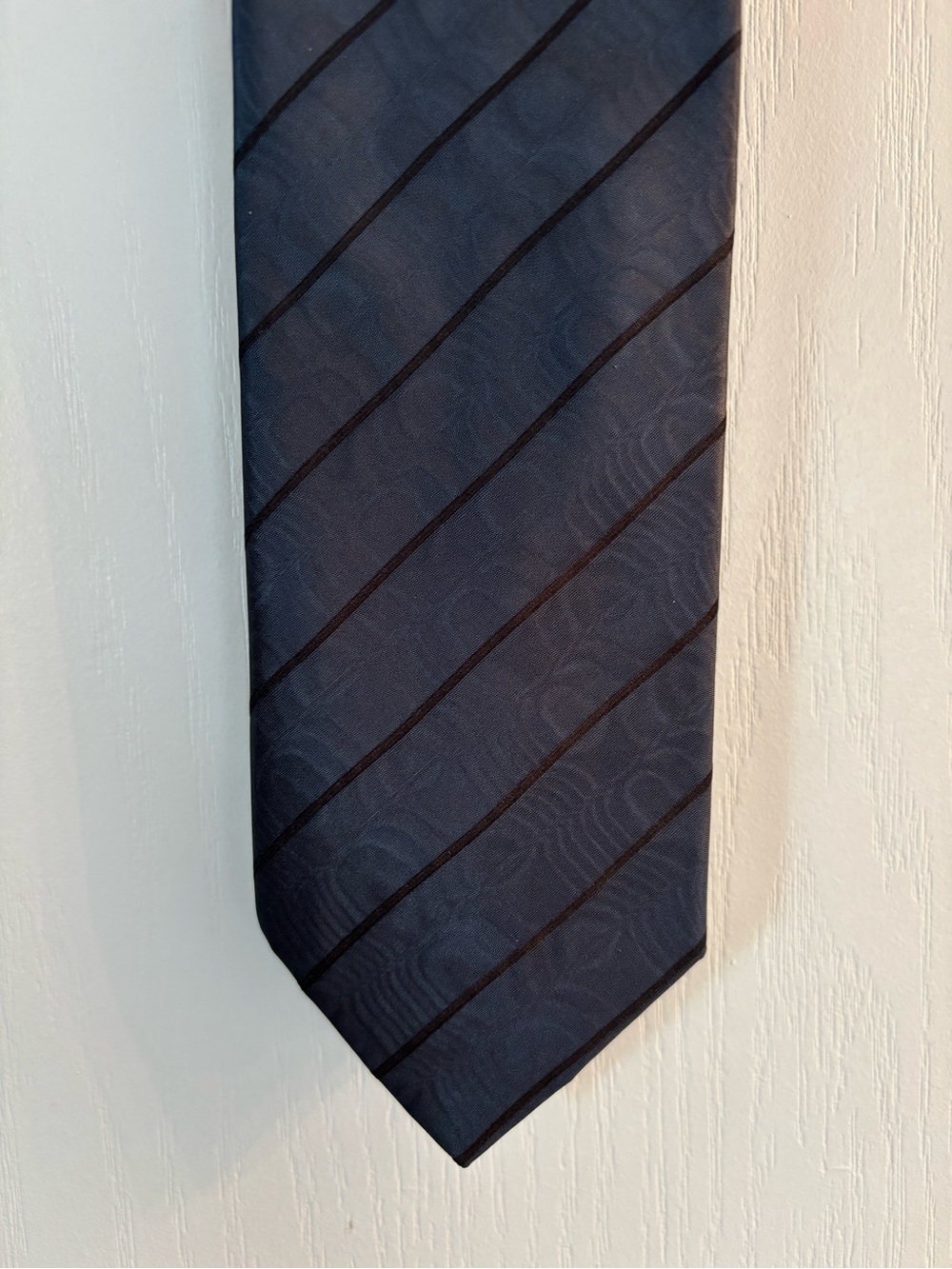 Hugo Boss Navy Blue Diagonal Stripe Silk Tie